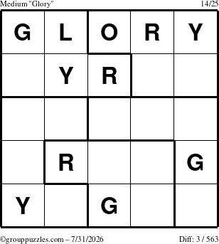 The grouppuzzles.com Medium Glory puzzle for Friday July 31, 2026