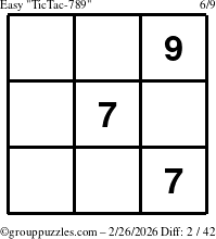 The grouppuzzles.com Easy TicTac-789 puzzle for Thursday February 26, 2026