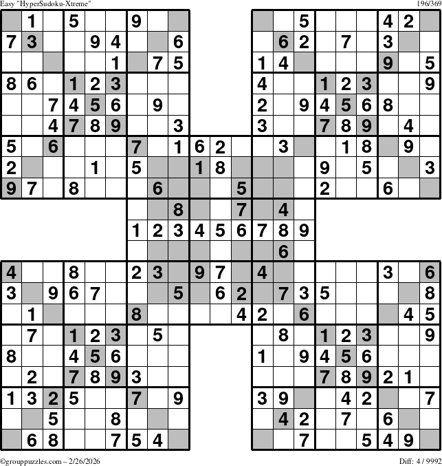 The grouppuzzles.com Easy cover-HyperXtreme puzzle for Thursday February 26, 2026