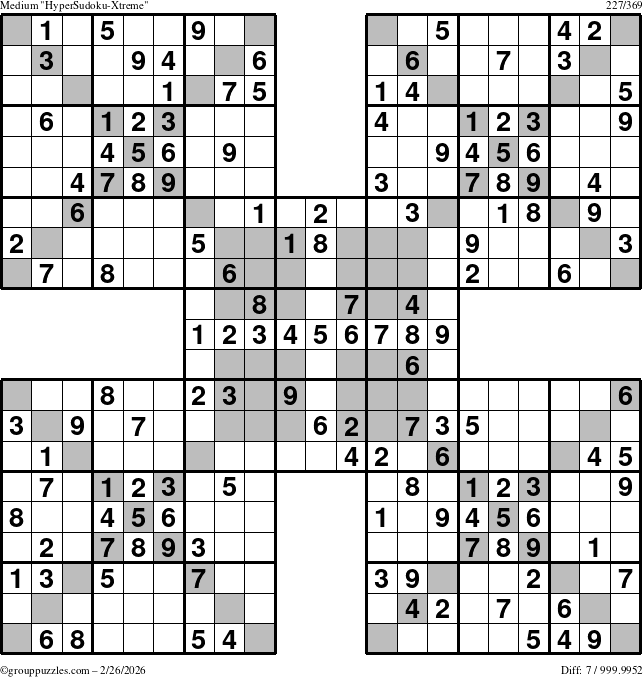 The grouppuzzles.com Medium cover-HyperXtreme puzzle for Thursday February 26, 2026