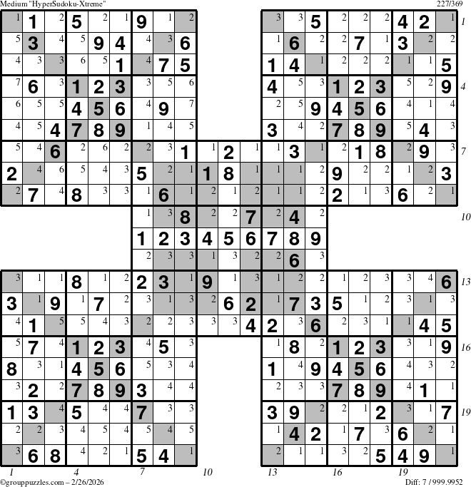 The grouppuzzles.com Medium cover-HyperXtreme puzzle for Thursday February 26, 2026 with all 7 steps marked