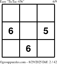 The grouppuzzles.com Easy TicTac-456 puzzle for Friday August 29, 2025