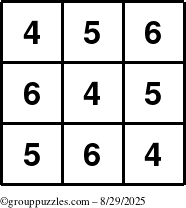 The grouppuzzles.com Answer grid for the TicTac-456 puzzle for Friday August 29, 2025