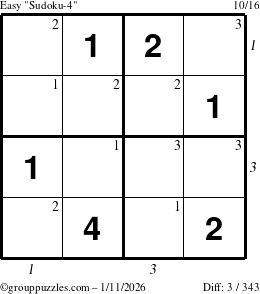 The grouppuzzles.com Easy Sudoku-4 puzzle for Sunday January 11, 2026 with all 3 steps marked