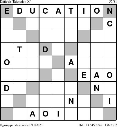 The grouppuzzles.com Difficult Education-X puzzle for Sunday January 11, 2026