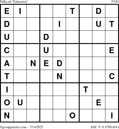 The grouppuzzles.com Difficult Education-c1 puzzle for Monday July 14, 2025