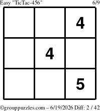 The grouppuzzles.com Easy TicTac-456 puzzle for Friday June 19, 2026