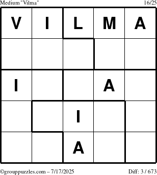The grouppuzzles.com Medium Vilma puzzle for Thursday July 17, 2025