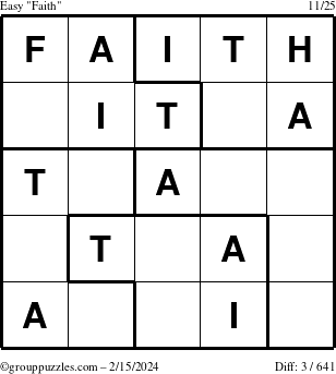 The grouppuzzles.com Easy Faith puzzle for Thursday February 15, 2024