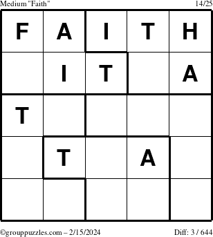 The grouppuzzles.com Medium Faith puzzle for Thursday February 15, 2024