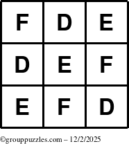 The grouppuzzles.com Answer grid for the TicTac-DEF puzzle for Tuesday December 2, 2025