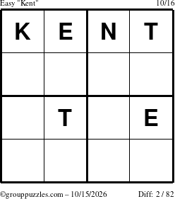 The grouppuzzles.com Easy Kent puzzle for Thursday October 15, 2026