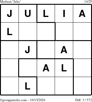 The grouppuzzles.com Medium Julia puzzle for Thursday October 15, 2026