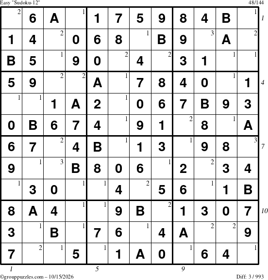 The grouppuzzles.com Easy Sudoku-12 puzzle for Thursday October 15, 2026 with all 3 steps marked