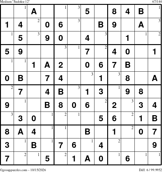 The grouppuzzles.com Medium Sudoku-12 puzzle for Thursday October 15, 2026 with the first 3 steps marked