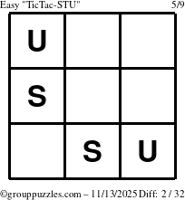 The grouppuzzles.com Easy TicTac-STU puzzle for Thursday November 13, 2025
