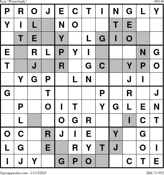 The grouppuzzles.com Easy Projectingly puzzle for Thursday November 13, 2025