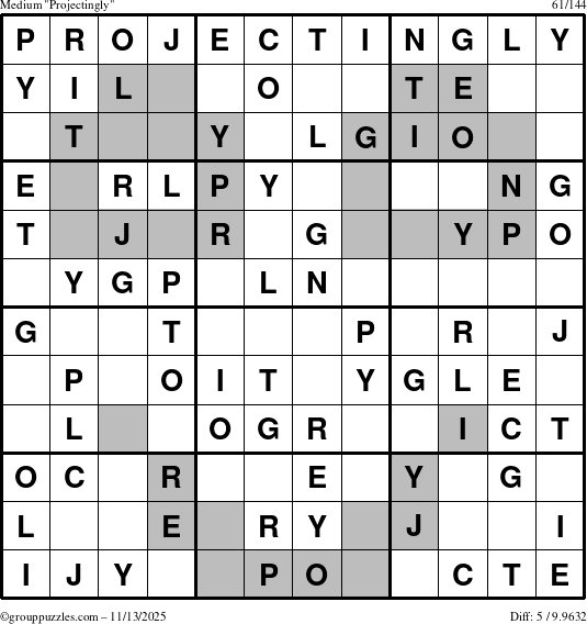 The grouppuzzles.com Medium Projectingly puzzle for Thursday November 13, 2025