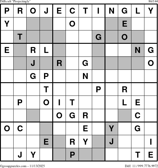 The grouppuzzles.com Difficult Projectingly puzzle for Thursday November 13, 2025