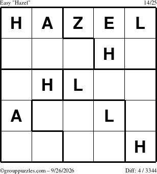 The grouppuzzles.com Easy Hazel puzzle for Saturday September 26, 2026