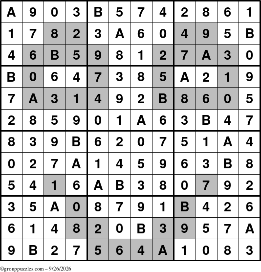 The grouppuzzles.com Answer grid for the tpsmith puzzle for Saturday September 26, 2026