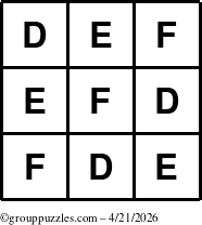 The grouppuzzles.com Answer grid for the TicTac-DEF puzzle for Tuesday April 21, 2026