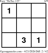 The grouppuzzles.com Easy TicTac-123 puzzle for Tuesday April 21, 2026