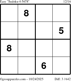 The grouppuzzles.com Easy Sudoku-4-5678 puzzle for Friday October 24, 2025