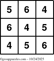The grouppuzzles.com Answer grid for the TicTac-456 puzzle for Friday October 24, 2025
