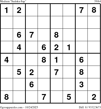 The grouppuzzles.com Medium Sudoku-8up puzzle for Friday October 24, 2025