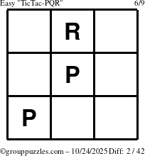 The grouppuzzles.com Easy TicTac-PQR puzzle for Friday October 24, 2025