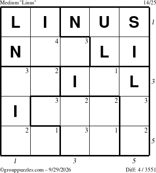 The grouppuzzles.com Medium Linus puzzle for Tuesday September 29, 2026 with all 4 steps marked