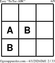 The grouppuzzles.com Easy TicTac-ABC puzzle for Wednesday April 1, 2026