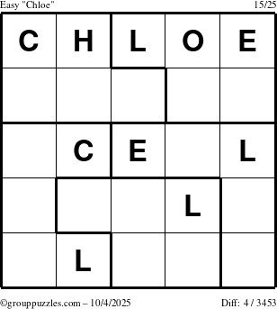 The grouppuzzles.com Easy Chloe puzzle for Saturday October 4, 2025