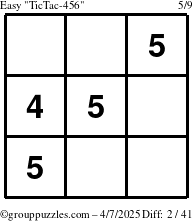 The grouppuzzles.com Easy TicTac-456 puzzle for Monday April 7, 2025