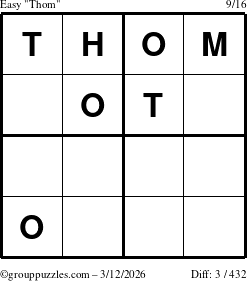 The grouppuzzles.com Easy Thom puzzle for Thursday March 12, 2026