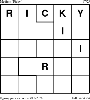 The grouppuzzles.com Medium Ricky puzzle for Thursday March 12, 2026