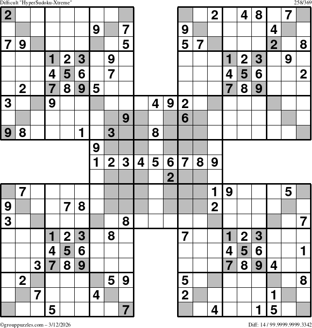 The grouppuzzles.com Difficult cover-HyperXtreme puzzle for Thursday March 12, 2026