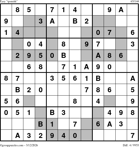 The grouppuzzles.com Easy tpsmith puzzle for Thursday March 12, 2026