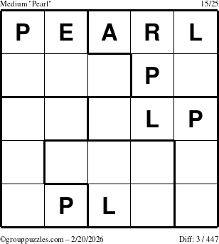 The grouppuzzles.com Medium Pearl puzzle for Friday February 20, 2026