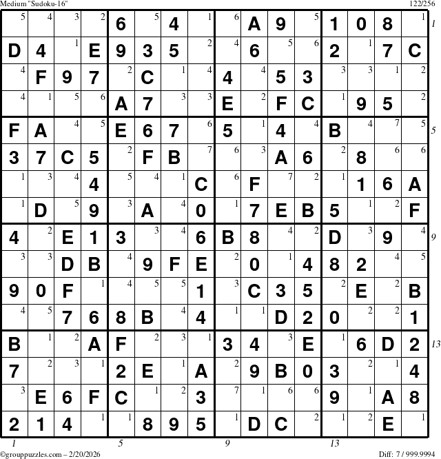 The grouppuzzles.com Medium Sudoku-16 puzzle for Friday February 20, 2026 with all 7 steps marked