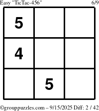 The grouppuzzles.com Easy TicTac-456 puzzle for Monday September 15, 2025