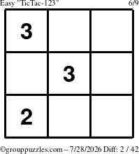 The grouppuzzles.com Easy TicTac-123 puzzle for Tuesday July 28, 2026