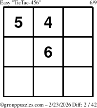 The grouppuzzles.com Easy TicTac-456 puzzle for Monday February 23, 2026