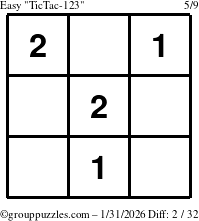The grouppuzzles.com Easy TicTac-123 puzzle for Saturday January 31, 2026