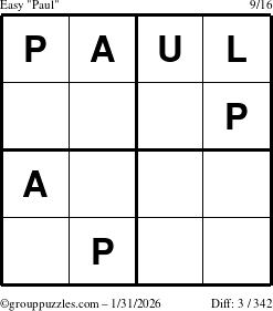 The grouppuzzles.com Easy Paul puzzle for Saturday January 31, 2026