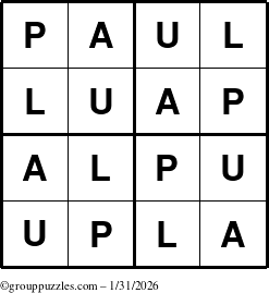 The grouppuzzles.com Answer grid for the Paul puzzle for Saturday January 31, 2026