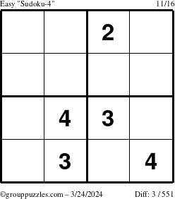 The grouppuzzles.com Easy Sudoku-4 puzzle for Sunday March 24, 2024