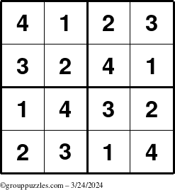 The grouppuzzles.com Answer grid for the Sudoku-4 puzzle for Sunday March 24, 2024