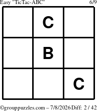 The grouppuzzles.com Easy TicTac-ABC puzzle for Wednesday July 8, 2026